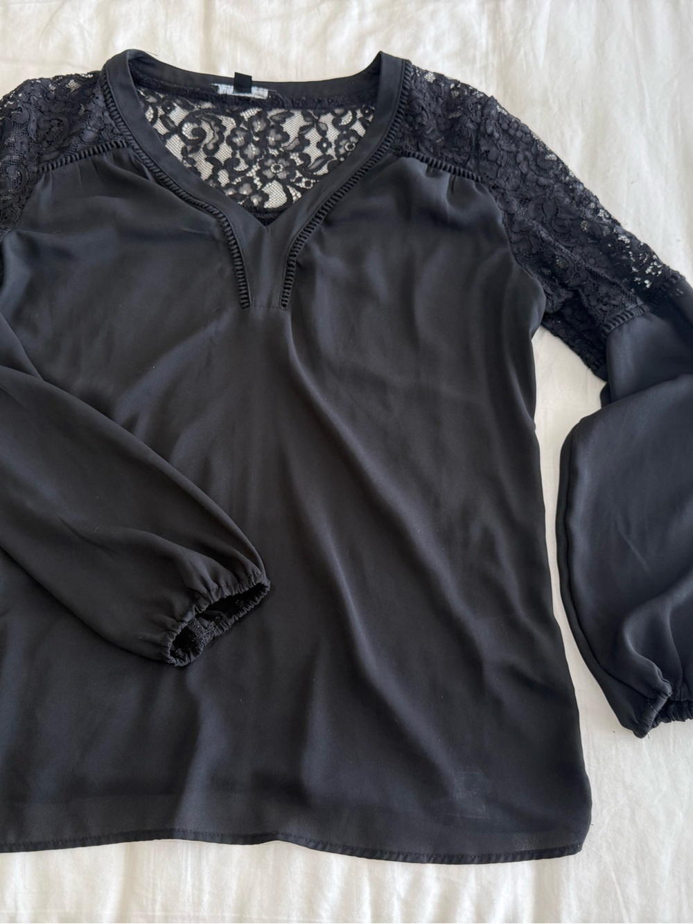INC International Concepts Black Lace Sleeve Chemise